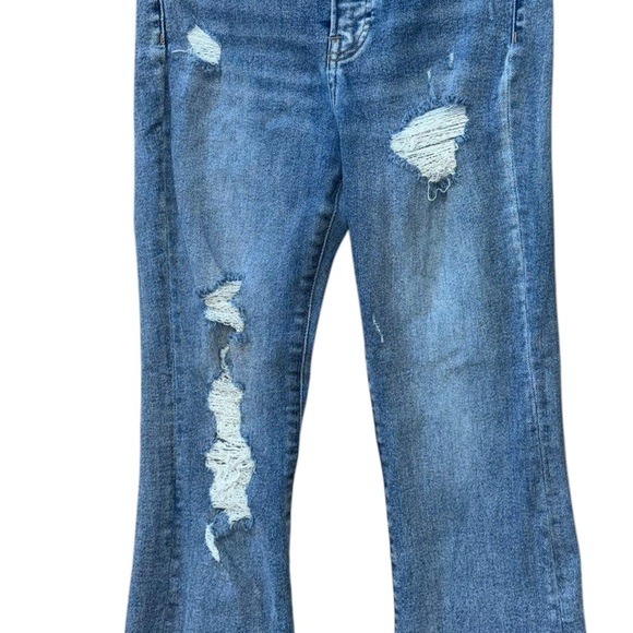 Express High Rise Cropped Flare Women’s 4R Distressed Jeans Medium Wash Denim - Picture 4 of 12